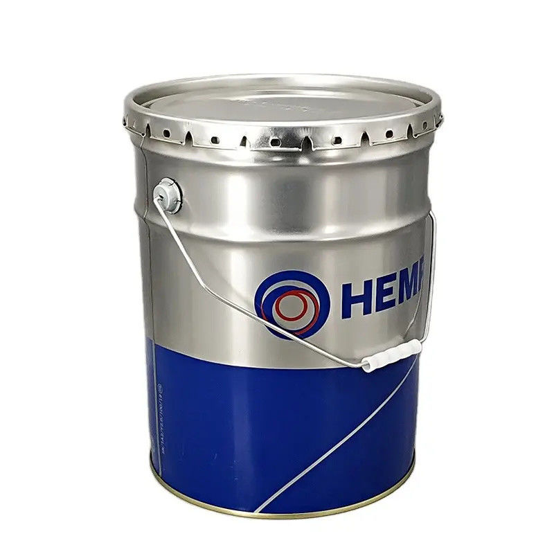 Customizable Interior Metal Industrial Metal Bucket With Handle And Lid For Chemical / Paint 0.38mm