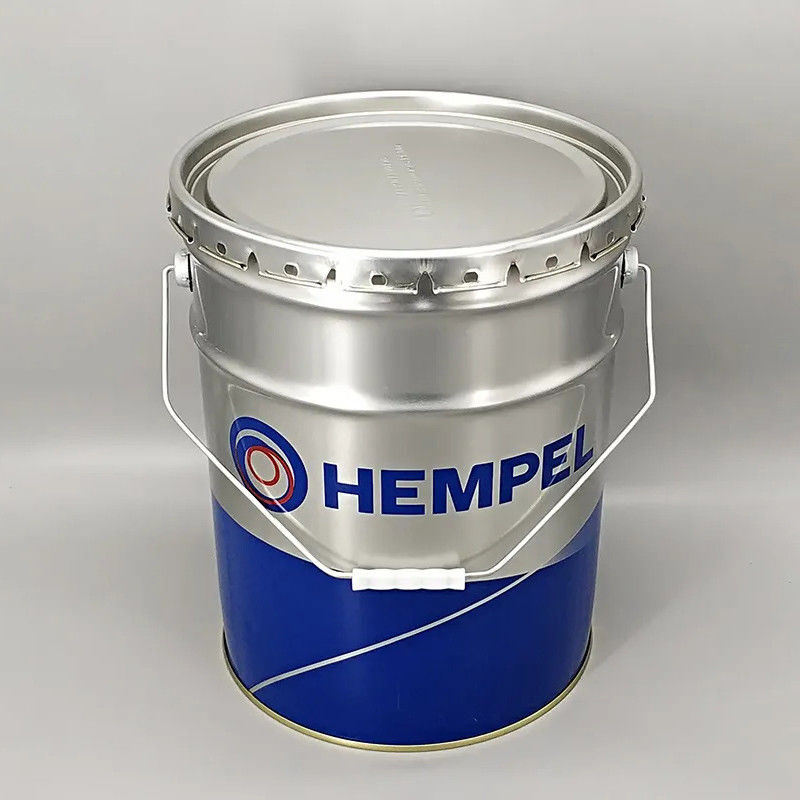 Customizable Interior Metal Industrial Metal Bucket With Handle And Lid For Chemical / Paint 0.38mm