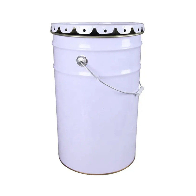 Custom Tin Paint tinplate pails With Lid 10L-50L Volume Airtight No Leakage 12-43cm Height White Silver