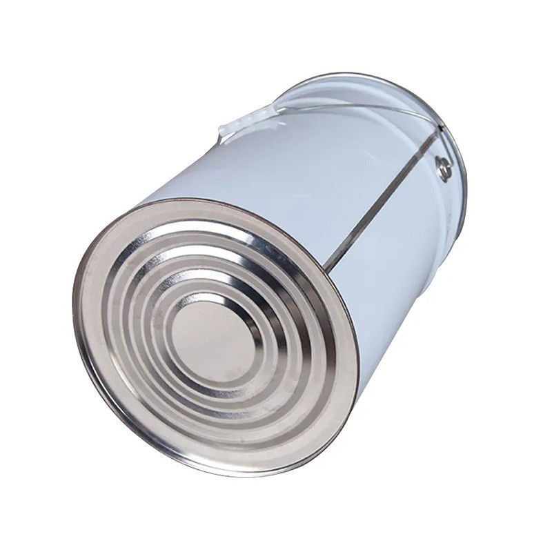 Custom Tin Paint tinplate pails With Lid 10L-50L Volume Airtight No Leakage 12-43cm Height White Silver