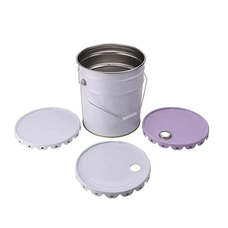 Silver Galvanized Iron Seed Storage Open Head Steel Pail With Snap On Lid And Yard Outdoor