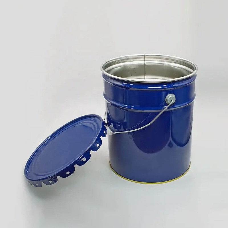 15L Cylindrical Leak Proof Iron Metal Paint Bucket And Lid For Chemical Storage