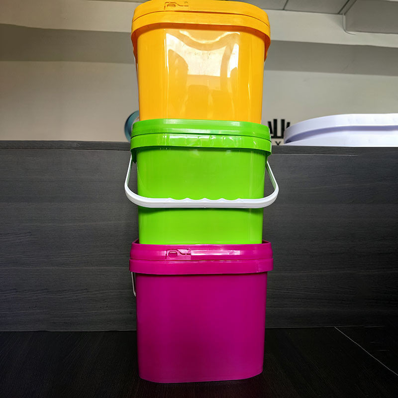Customizable Printing Square Plastic Bucket With Lid And Handle Durability Square Pail 5 Gallon