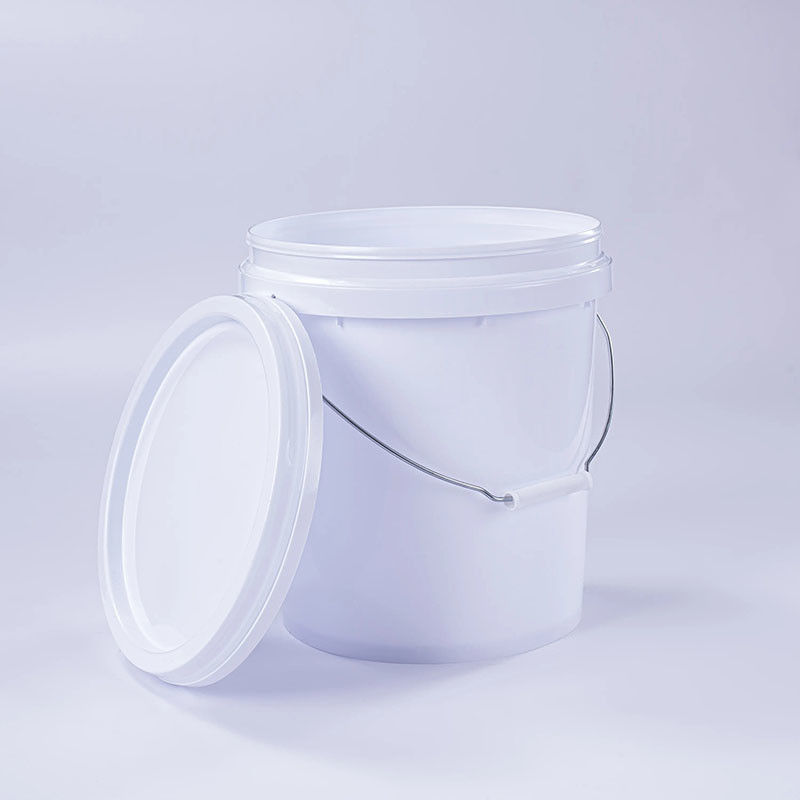 Large White Round Plastic Pail With Lid And Handle Indoor And Outdoor